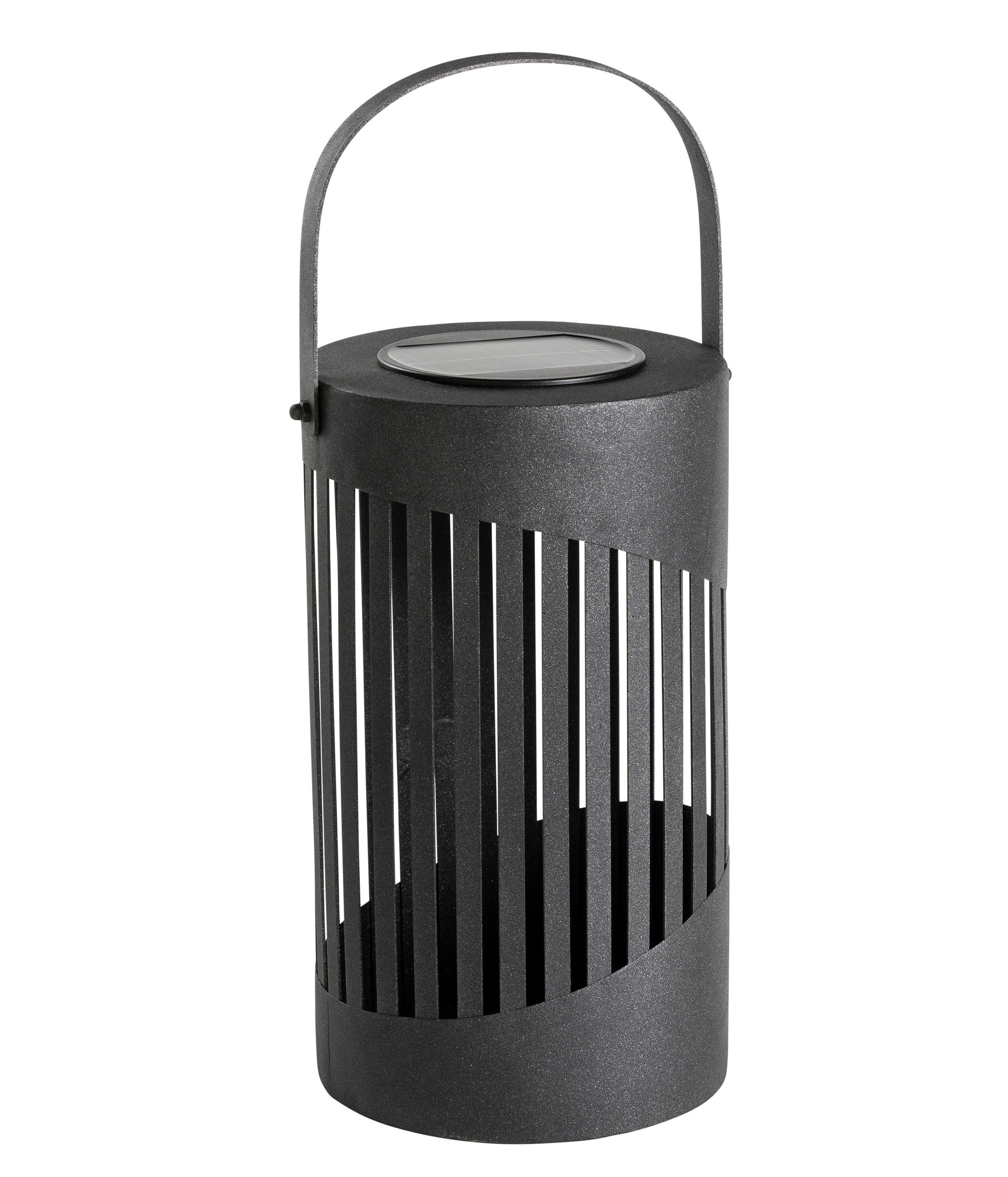 Dehner LED Solarleuchte Mina, Solar-Laterne, Ø15 x H37 cm, Metall & Kunststoff, schwarz, Warmweiß, Dämmerungssensor, Solar