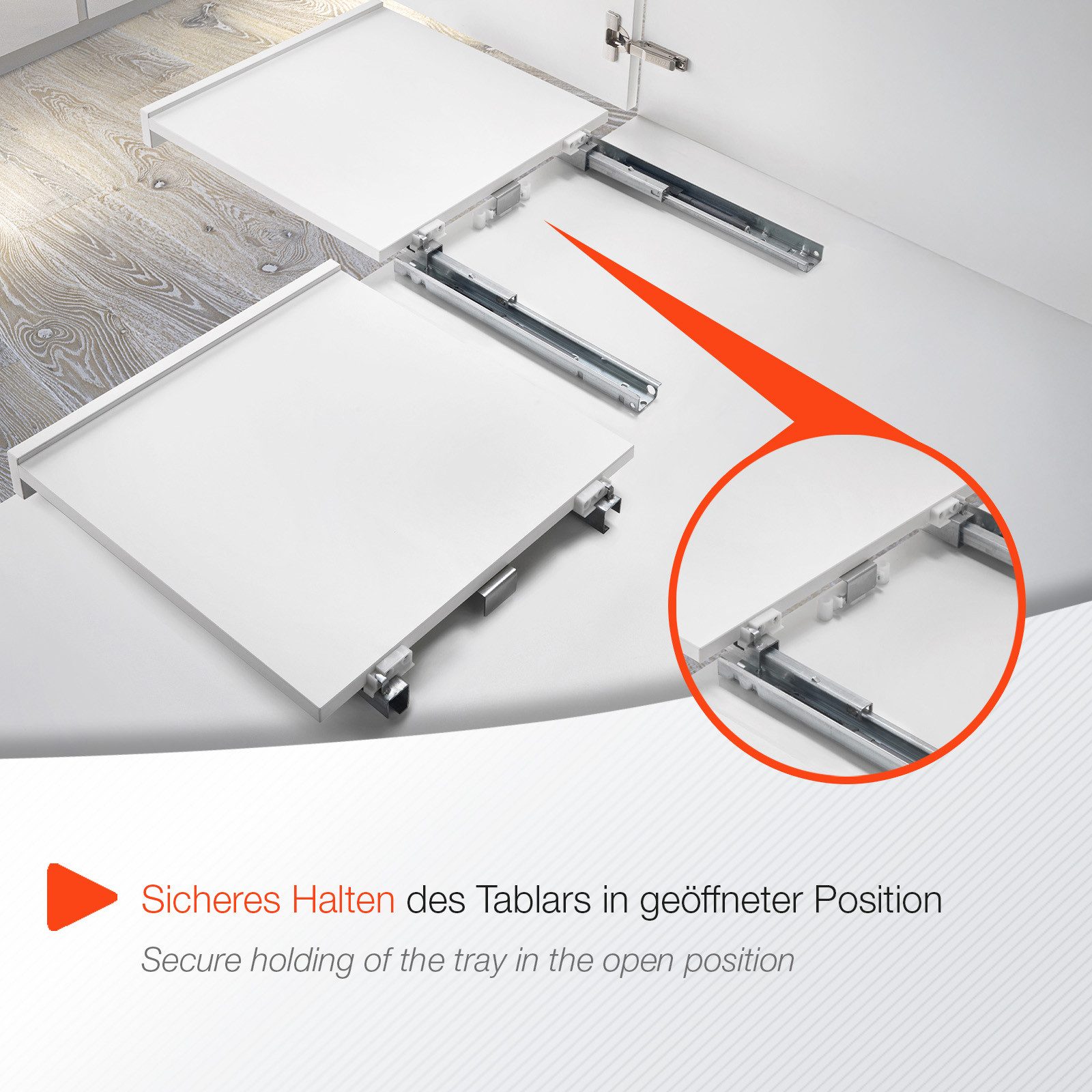 Salice Auszug Tablarauszug Shelf Smove Vollauszug mit 3D-Verstellung (1 St), Sperrvorrichtung für PROGRESSA+ SHELF SMOVE & PUSH