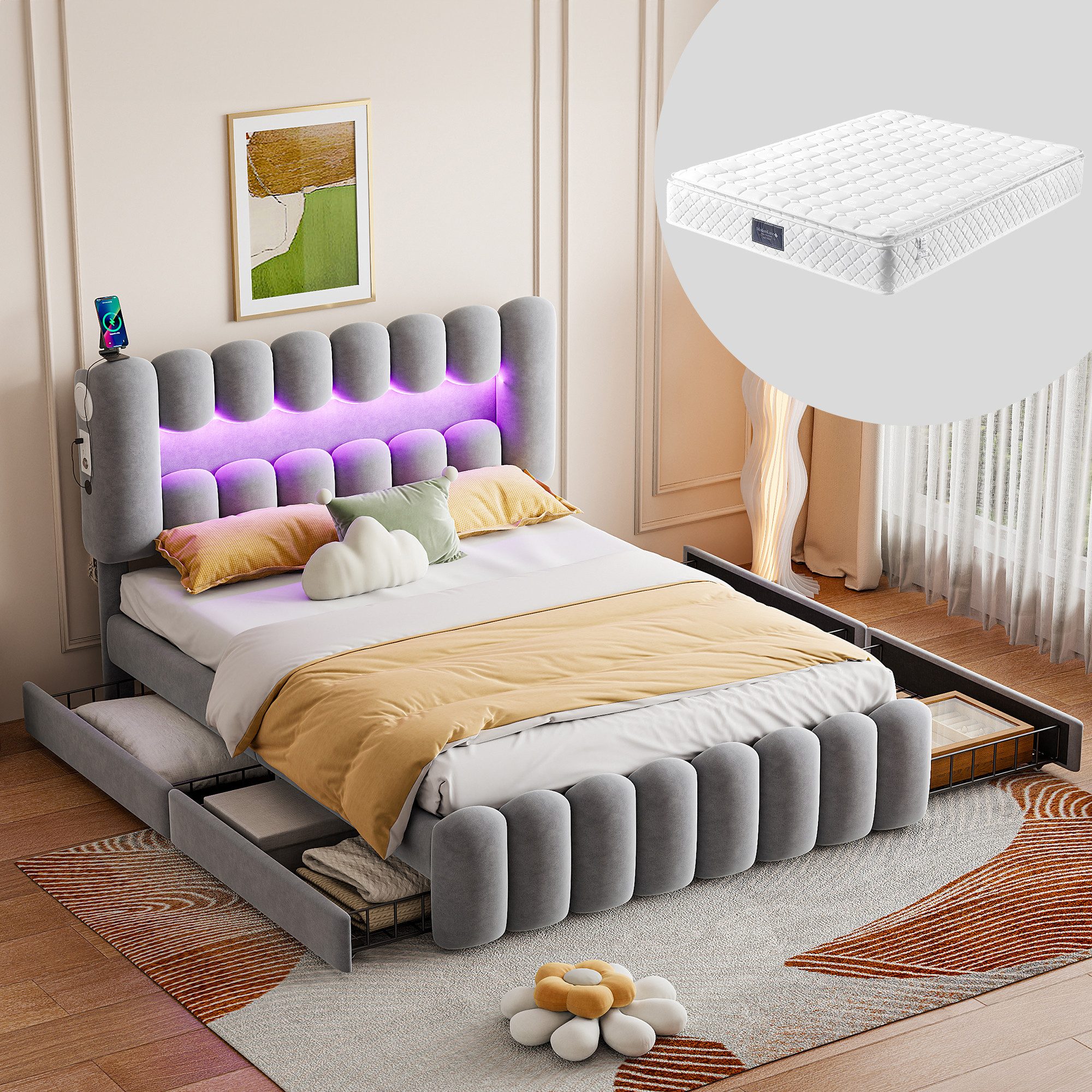 HAUSS SPOLE Polsterbett 160x200cm mit 4 günstig online kaufen