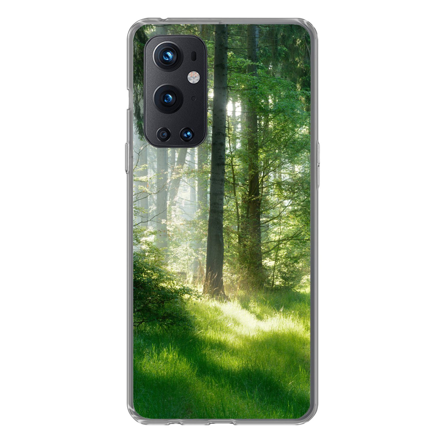 MuchoWow Handyhülle für OnePlus 9 Pro Natur - Bäume - Wald - Grün - Sonne - Gras - Pflanze, Phone Case, Silikon, Schutzhülle Dünn