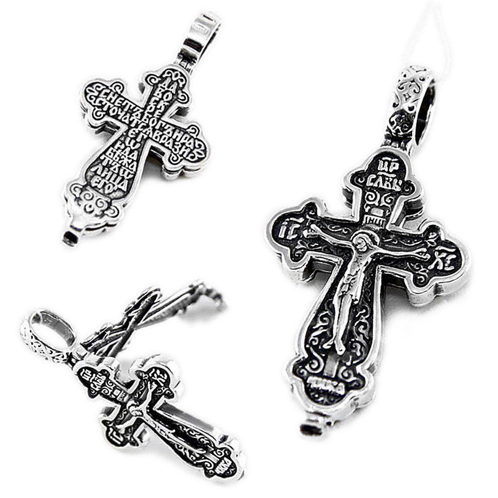 925 Kettenanhänger Kreuz NKlaus Orthodoxe An Kreuzanhänger Silber Jesus
