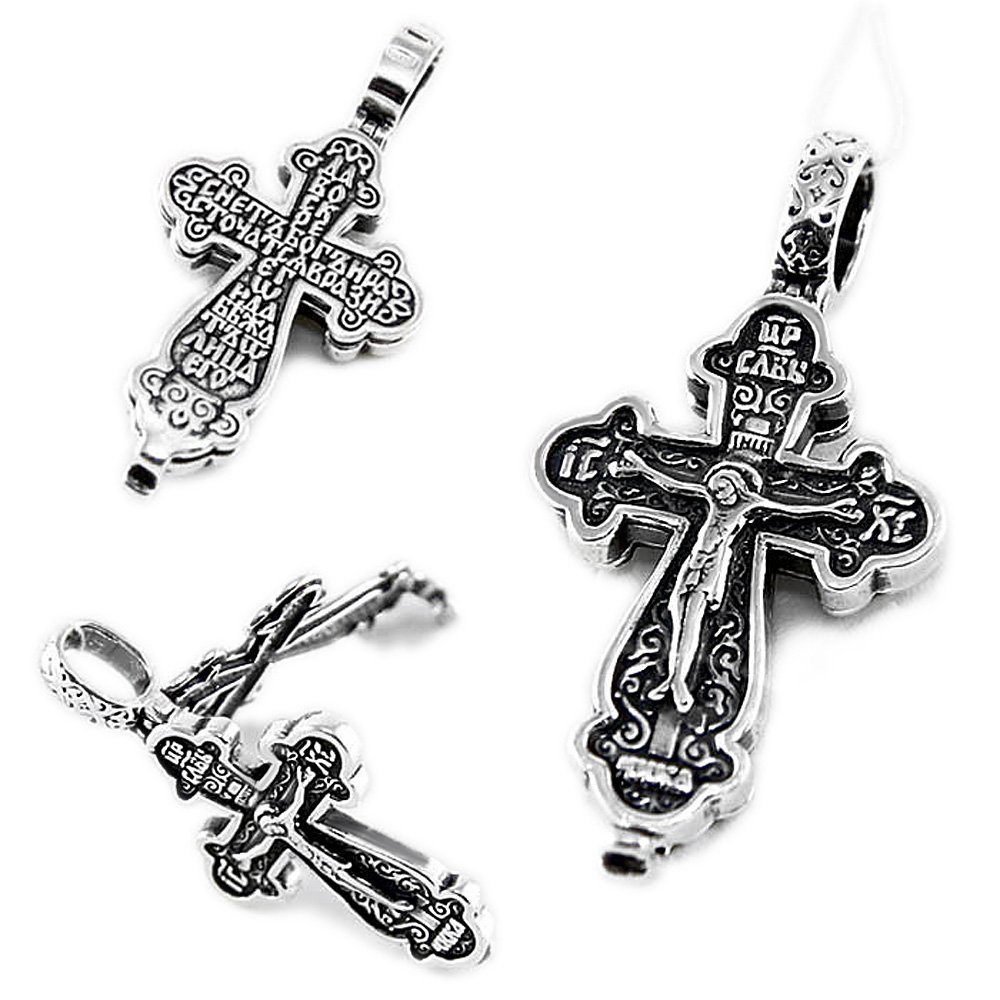 Kreuzanhänger Kettenanhänger Jesus Kreuz 925 Silber Orthodoxe An