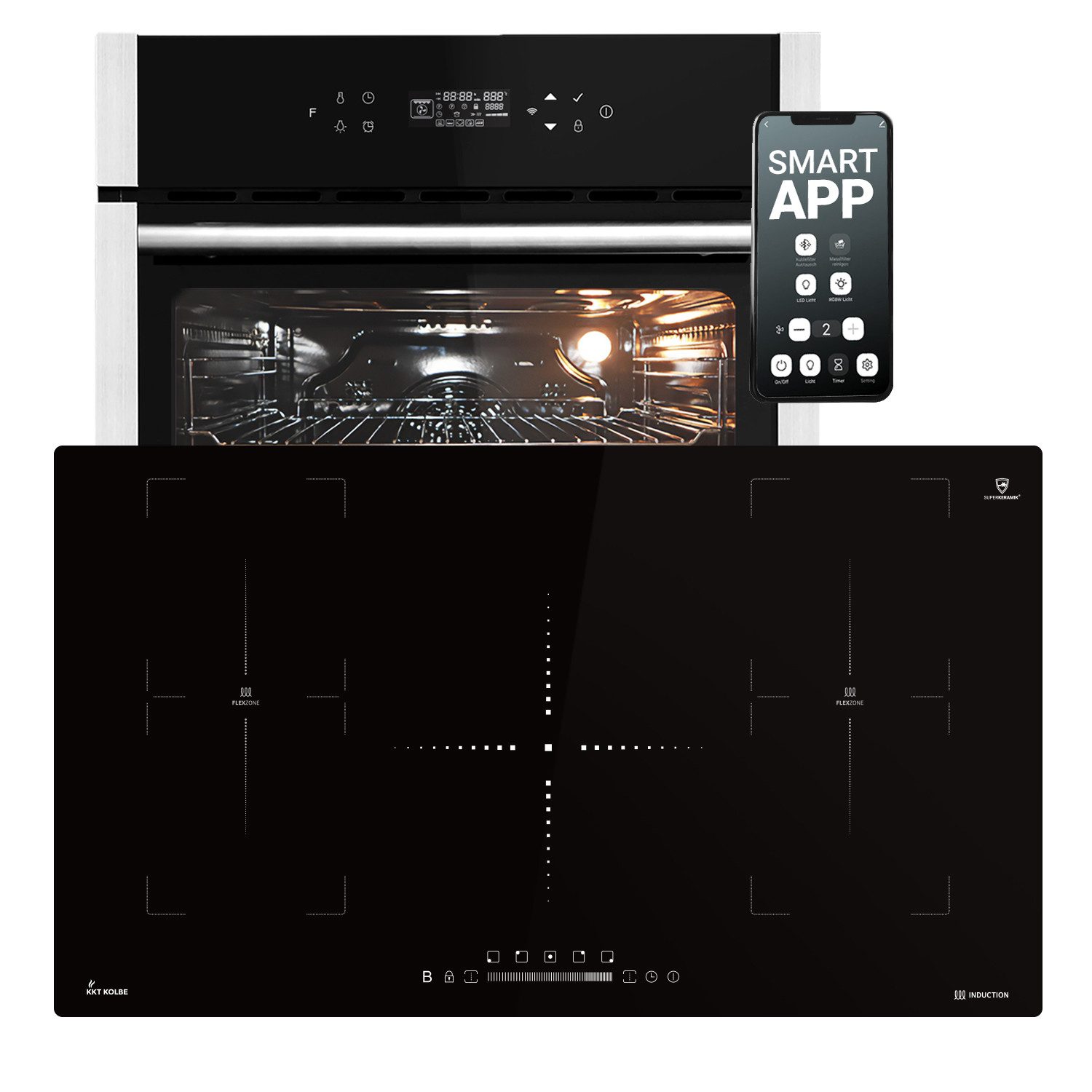KKT KOLBE Backofen-Set Backofen und Induktionskochfeld SET8313HCIH890FZ, mit Teleskopauszug, DampfClean, Herdset / Heißluft / Einbaubackofen / Kochmulde