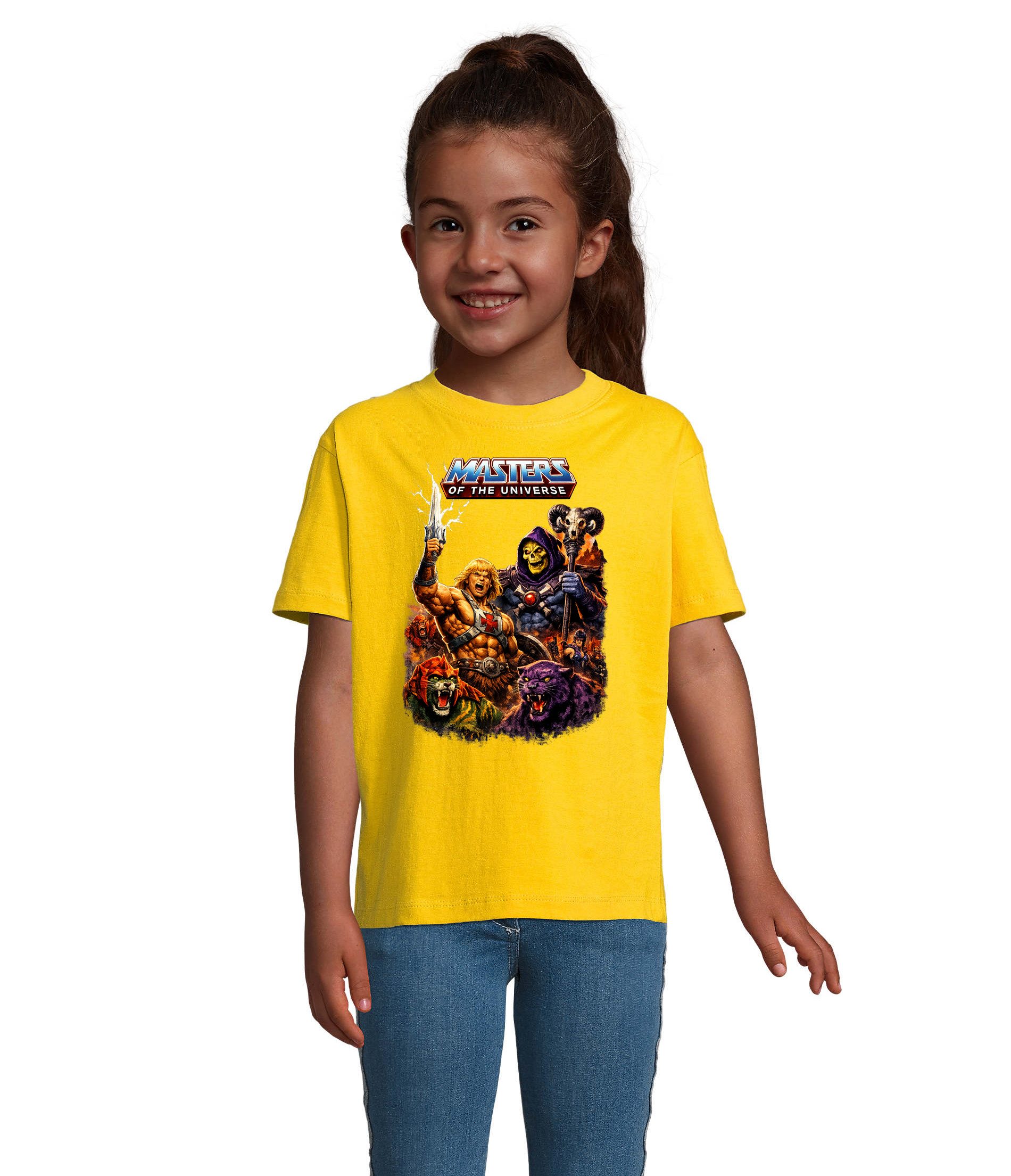 Blondie & Brownie T-Shirt Kinder T Shirt He Man MOTU Retro 80s Krieger Totenschädel Motiv (Einzelartikel) Eternia Retro Krieger Kinder Shirt Edition