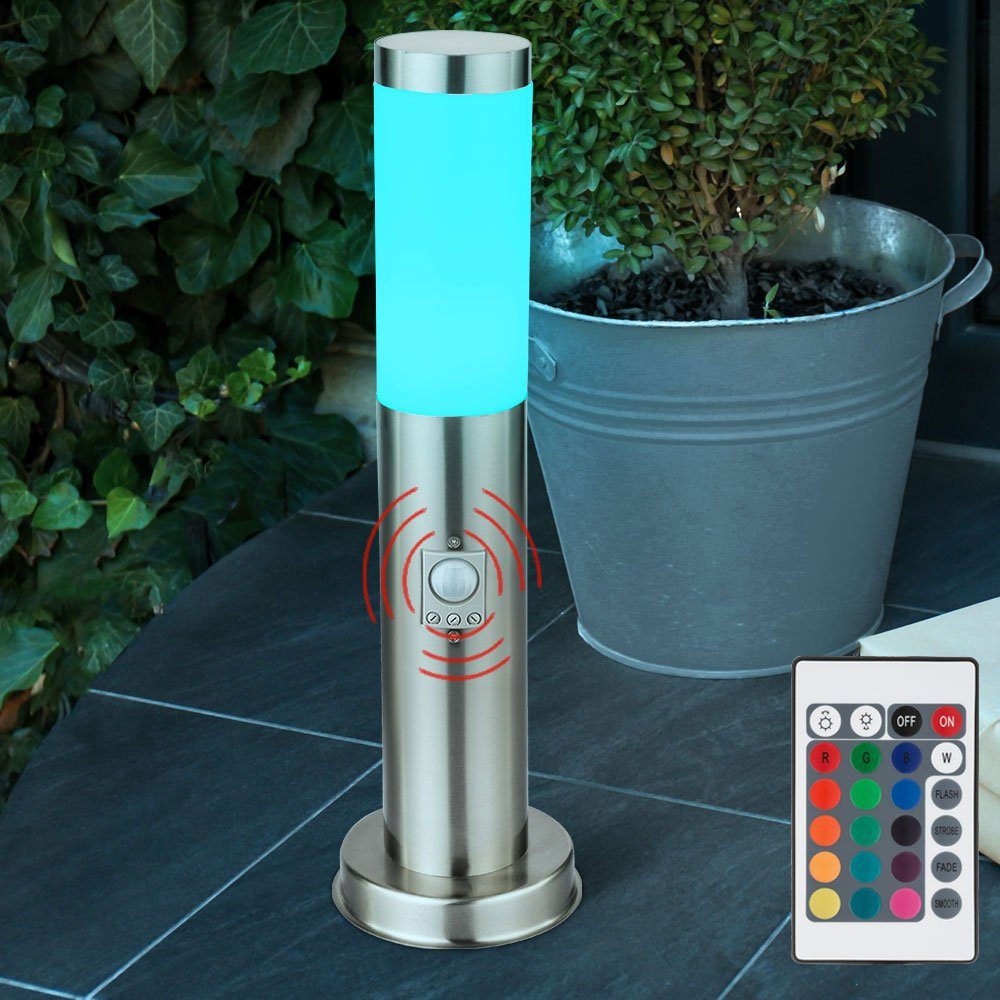 Außen-Stehlampe, mit Leuchtmittel Warmweiß, inklusive, dimmbar Fernbedienung Globo LED Gartenleuchte LED Farbwechsel, Stehlampe