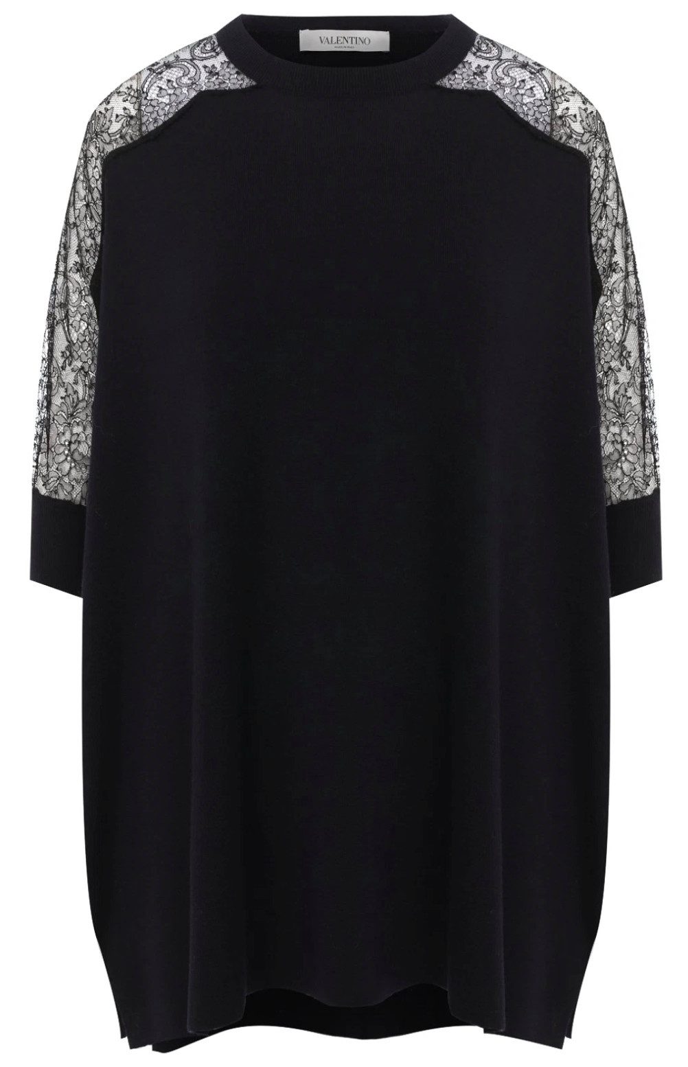 Valentino Strickpullover Damen Pullover auch als Mini Kleid tragbar Feiner Wollstrick mit weich fließendem,hochwertigem Fall