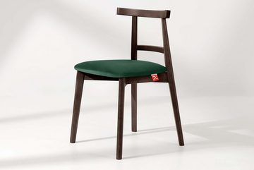 Konsimo Esszimmerstuhl Esstischstühle LILIO Holzstühle Polsterstühle 2 St, hergestellt in der EU, Buchenholzrahmen, Vintage, dunkle Walnuss