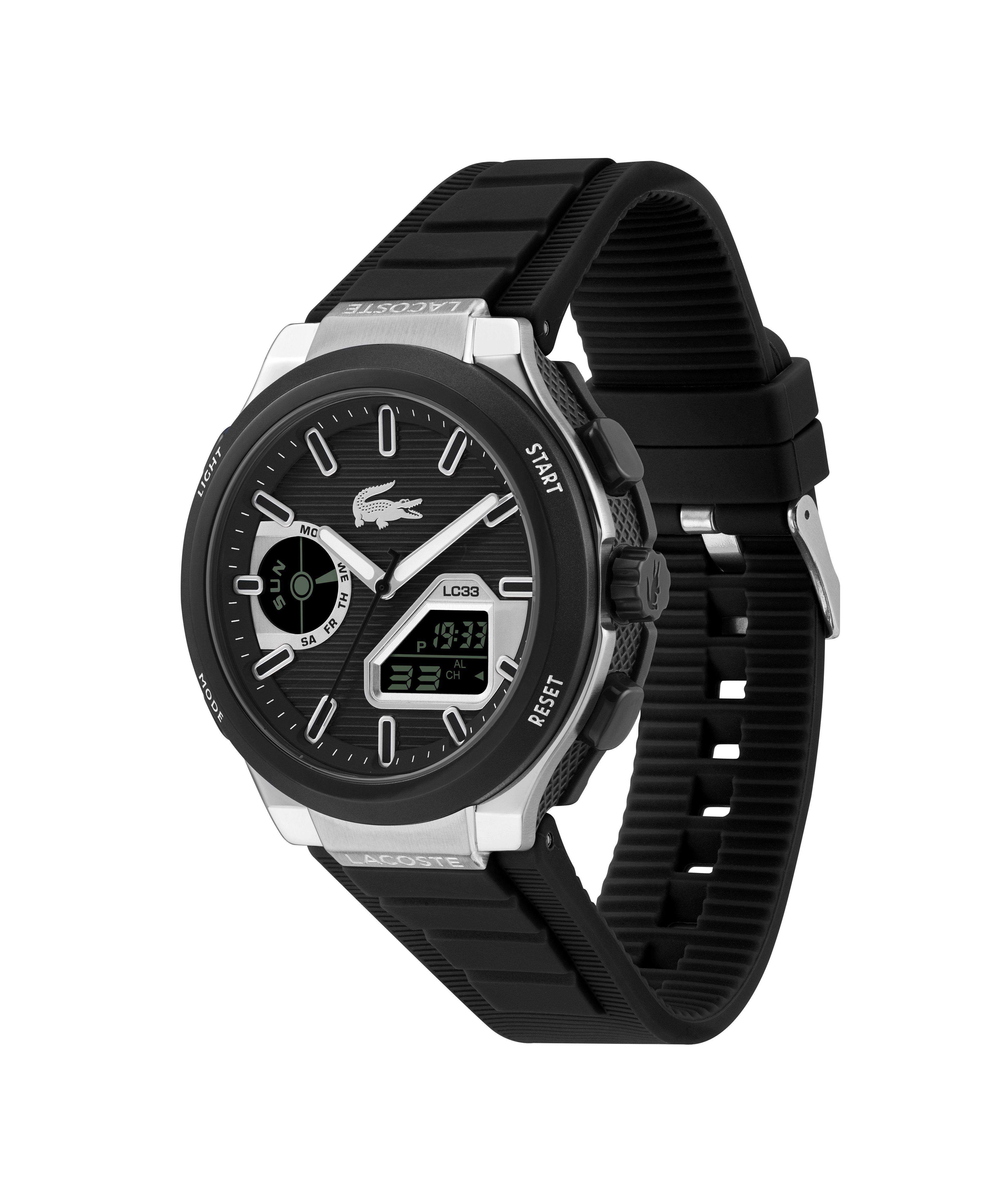 Lacoste Quarzuhr LC33 2011516, Armbanduhr, Herrenuhr, Silikonarmband, analog, digital, Stoppfunktion