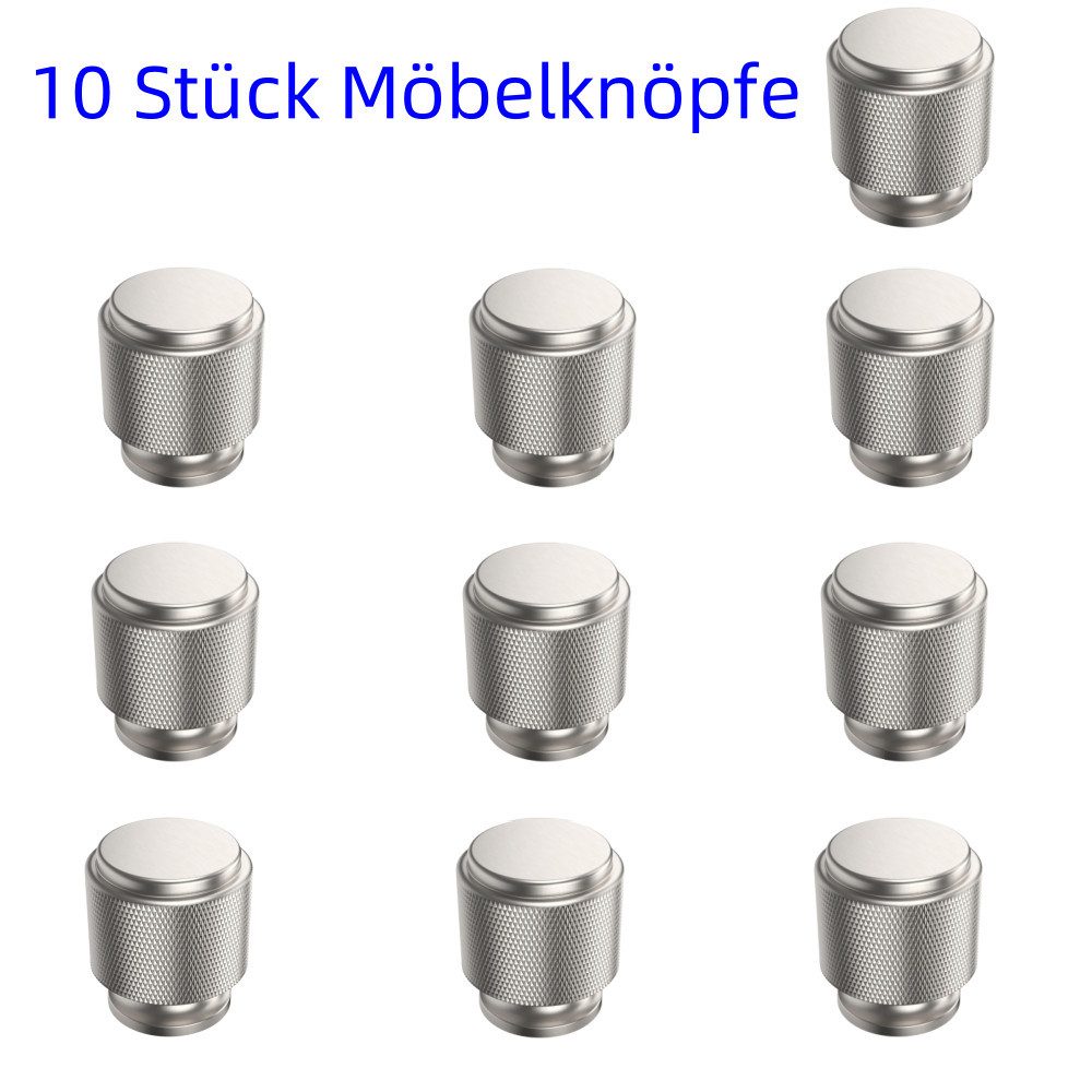 BlingBin Möbelknopf 10 Stück Möbelknöpfe Gebürsteter Nickel Schrankknöpfe (10er Set, 10-St., 10pcs), Schubladenknöpfe Knauf Für Schrank Türknauf Kommodenknöpfe