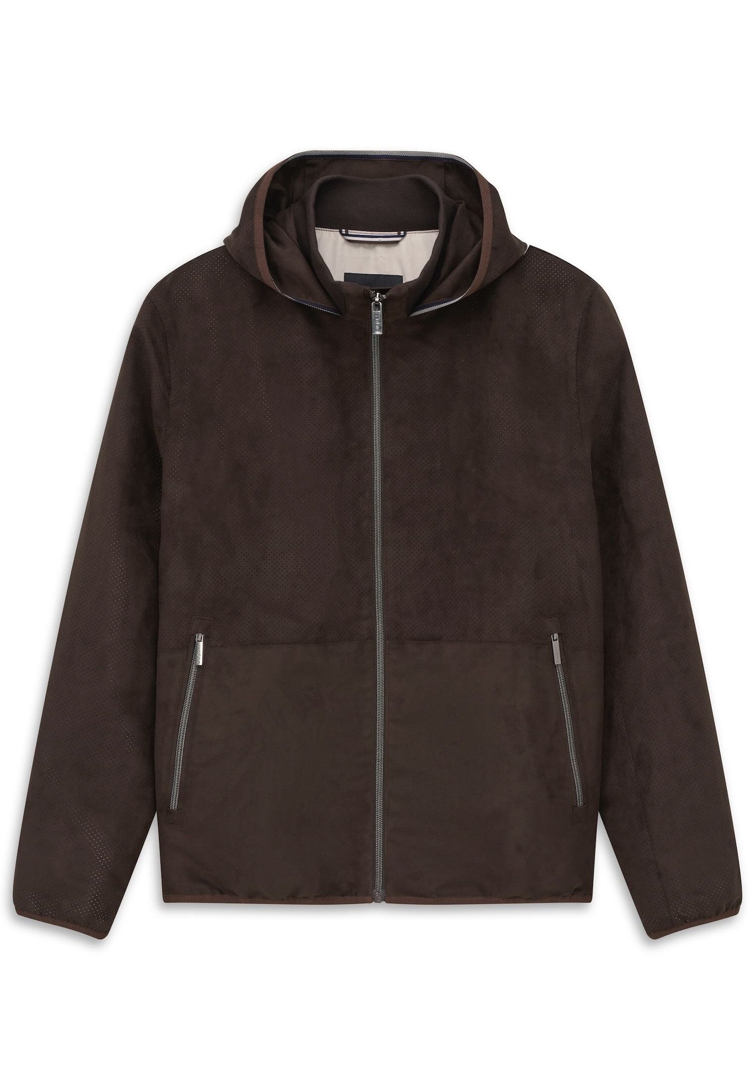 bugatti Kurzjacke Premium Suede Regular Fit wasserabweisend mit Kapuze