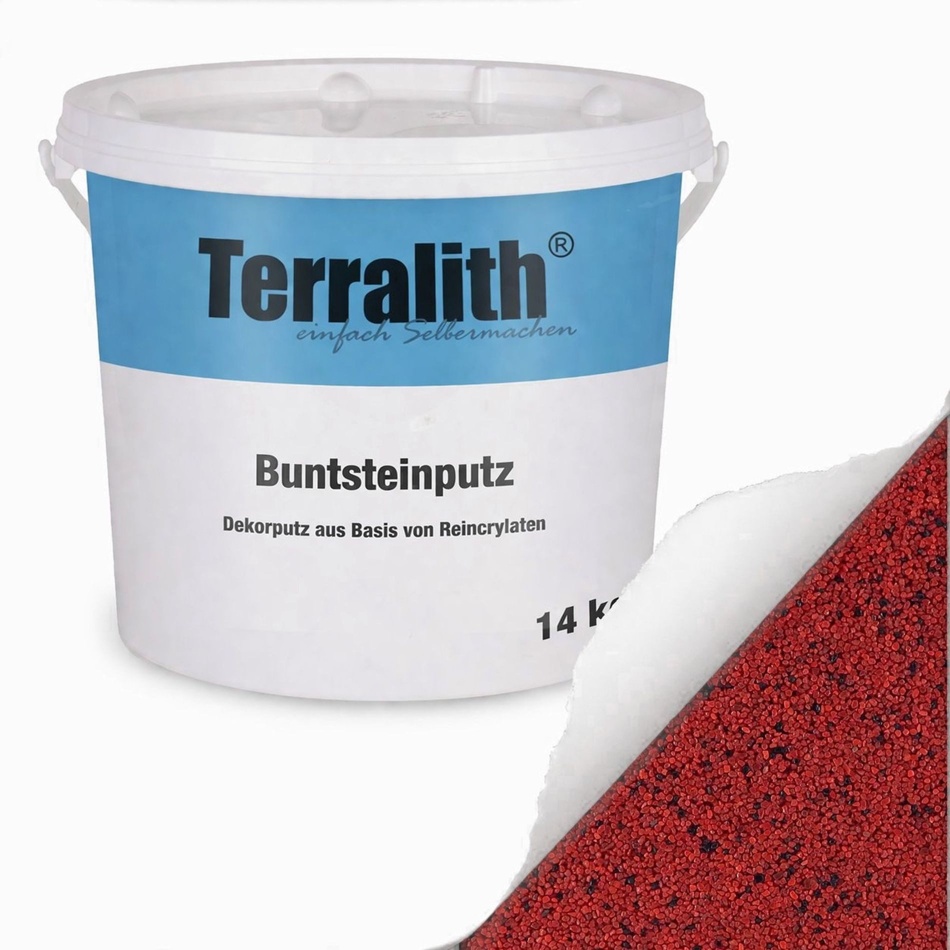 Terralith® Kunstharzputz Buntsteinputz Mosaikputz 2mm -14 kg- BSP05 (Eimer, Verarbeitungsfertig) Dekorationsputz aus Marmor-Granulat bzw. eingefärbter Körnung