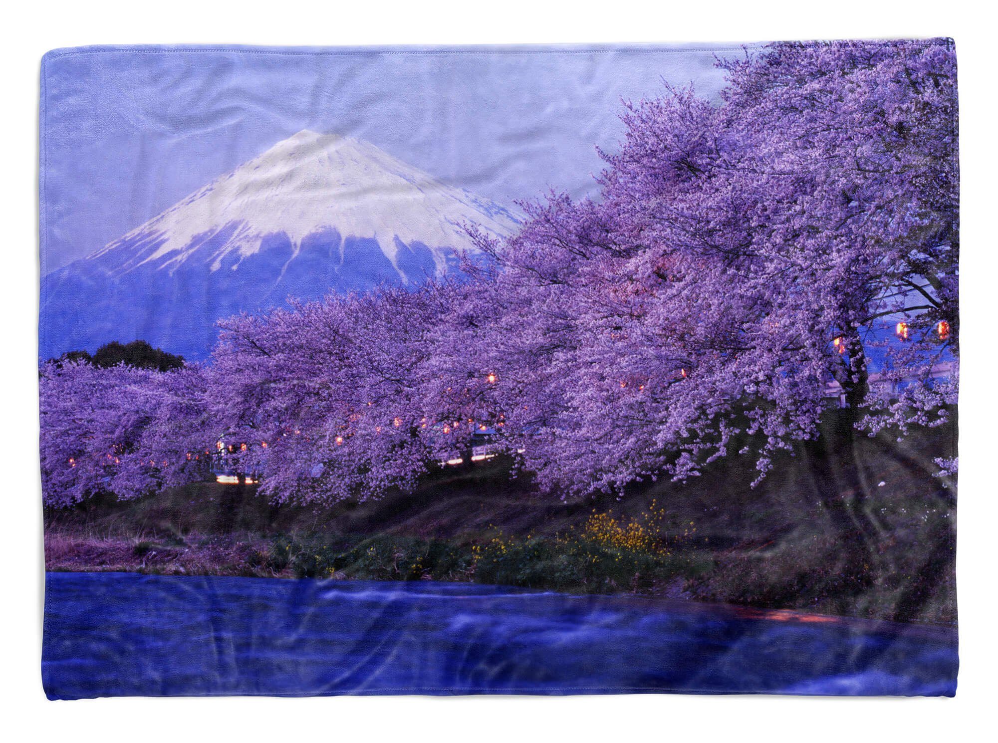 Saunatuch Handtuch Strandhandtuch Handtücher Kuscheldecke Sinus Art Baumwolle-Polyester-Mix (1-St), Handtuch Fuji Japan, mit Fotomotiv Vulkan