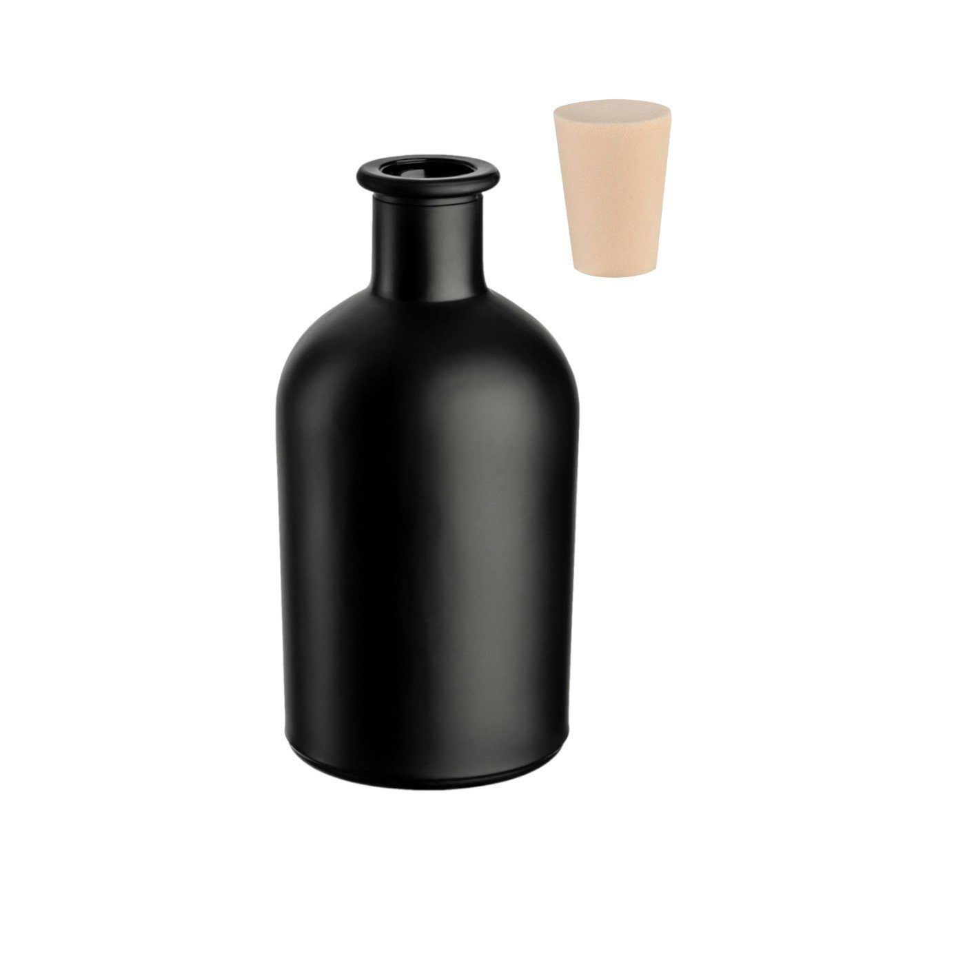 Likörflasche Korken 0,25 gouveo - ml 12er Leere Apotheker Glasflaschen PEK Schwarz, 250 Trinkflasche l, Set, mit