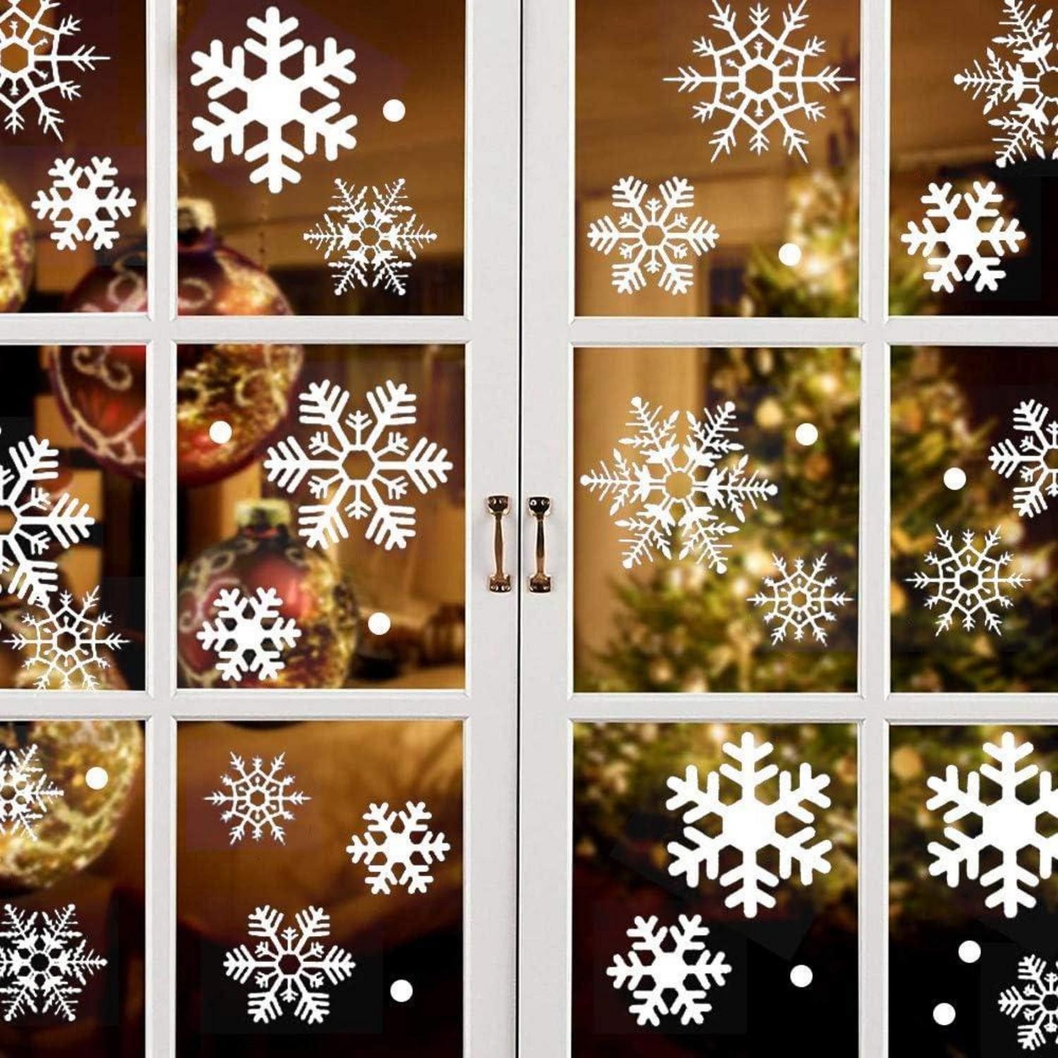 LuxusKollektion Fensterbild Schneeflocken Fensterbilder Weihnachten PVC Aufkleber Wiederverwendbar