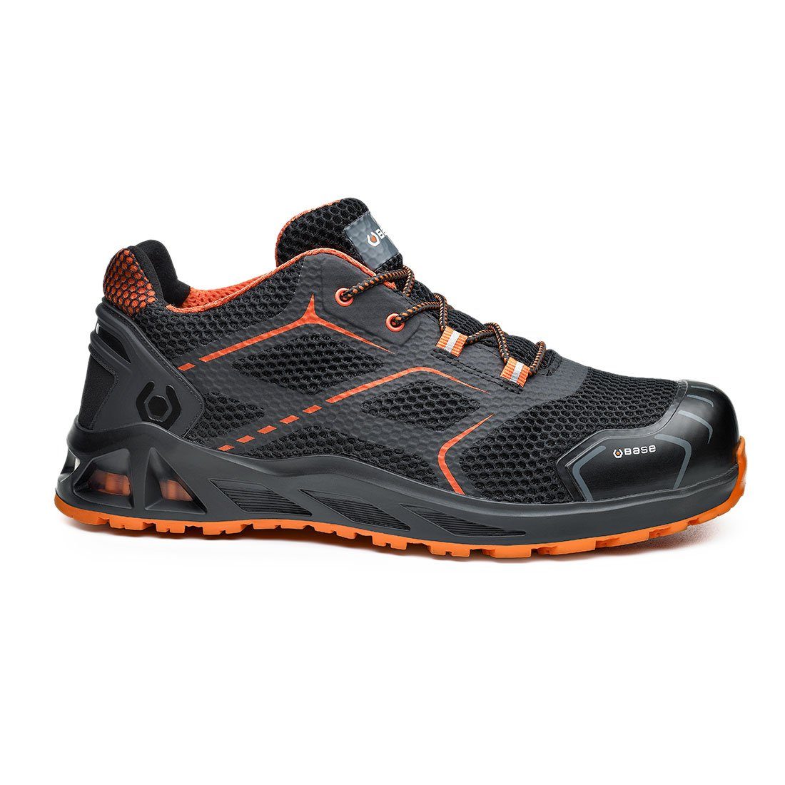 Base Footwear ALU-Kappe Aluminium-Schutzkappe KAPTIV schwarz/orange S1P B1004 Sicherheitsschuhe hitzebeständig, Sicherheitsschuh atmungsaktiv, rutschhemmend