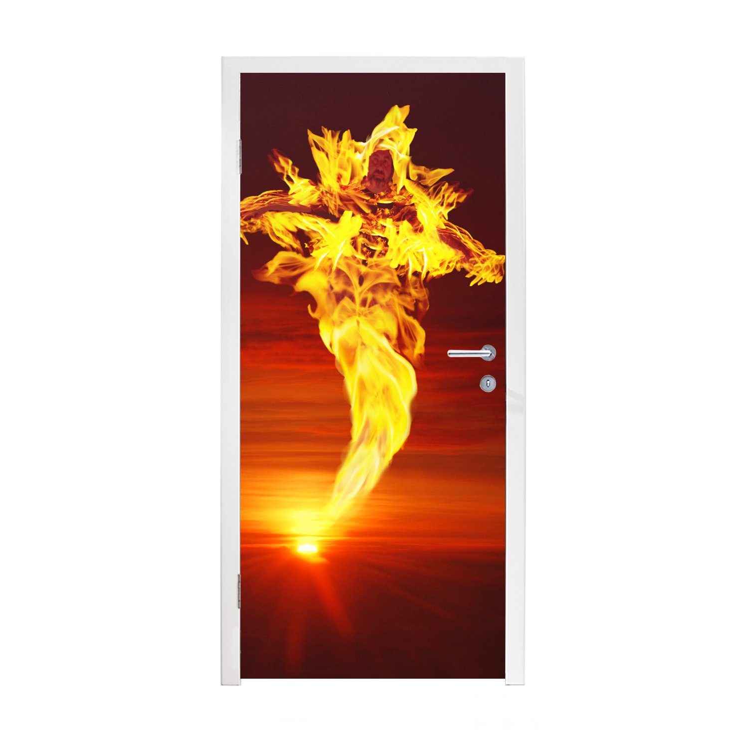 MuchoWow Türtapete Eine große Flamme in Form eines Phönix, Matt, bedruckt, (1 St), Fototapete für Tür, Türaufkleber, 75x205 cm