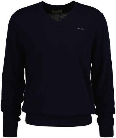 Gant V-Ausschnitt-Pullover Extrafine Lambswool V-Neck Lammwolle, Premium, High Quality Wollpullover