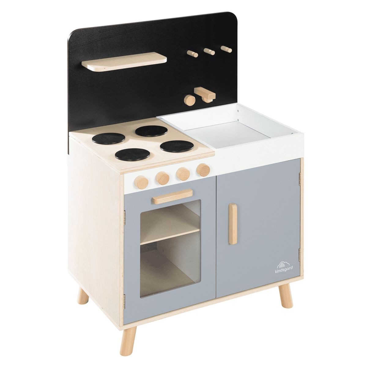 kindsgard Spielküche Laekkermad - Grau / Natur, Kinderküche für Kinder ab 3 Jahren