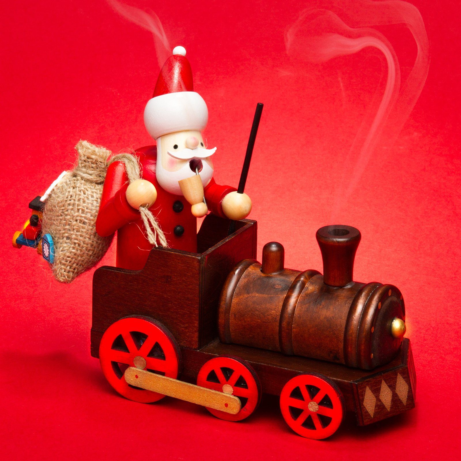 SIKORA Weihnachtsfigur RM-A01-LOK Holz in Lokomotive Weihnachtsmann Räuchermännchen der