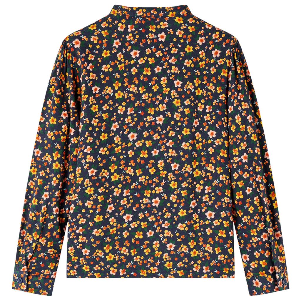 vidaXL Hawaiihemd Kinderhemd mit Stehkragen Marineblau 140
