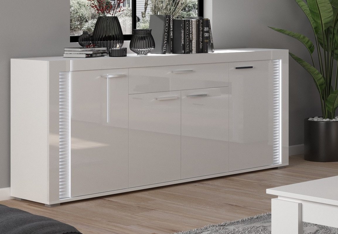 xonox.home Sideboard Sideboard Skylight, weiß Hochglanz, inkl. Frontbeleuchtung