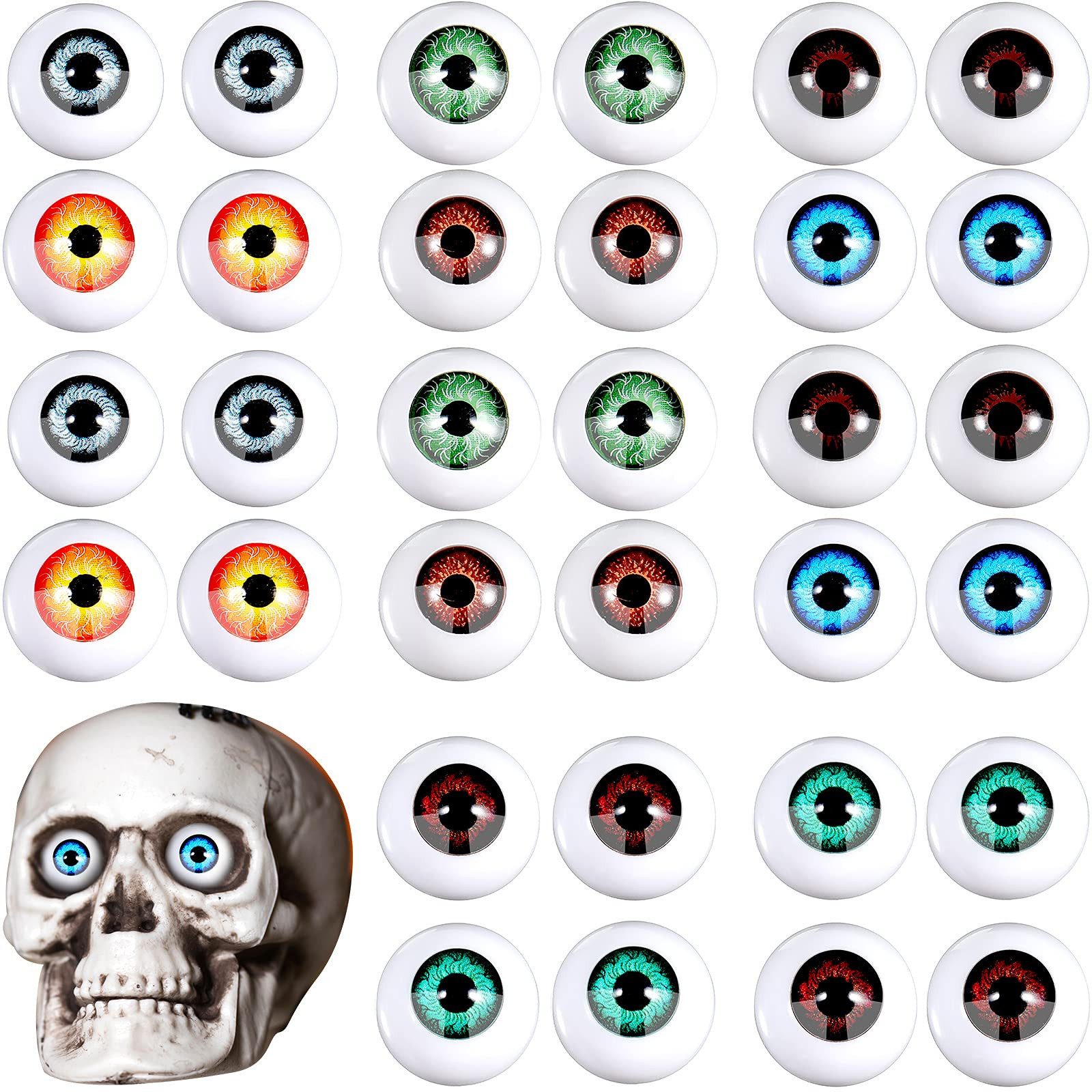 Sorvyzxn Dekoobjekt 30 Stück Handwerk Plastikaugen,20mm gefüllte Augen Halloween Augäpfel (15 Paar Realistische Augen Augäpfel Bär Augen Augen), für Halloween Party Dekor Kunst Skulpturen Requisiten Puppen