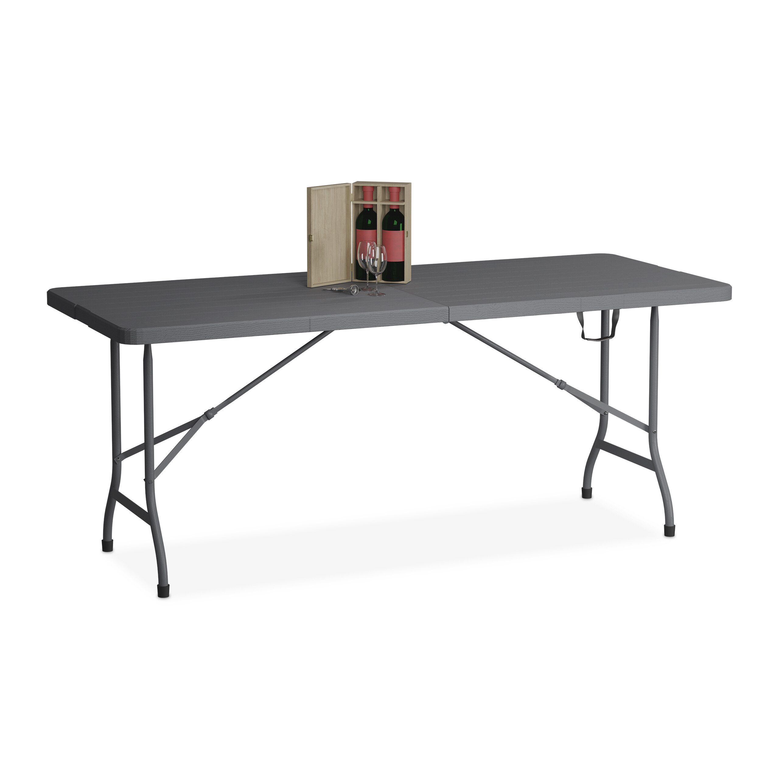 relaxdays Gartentisch klappbar, grau