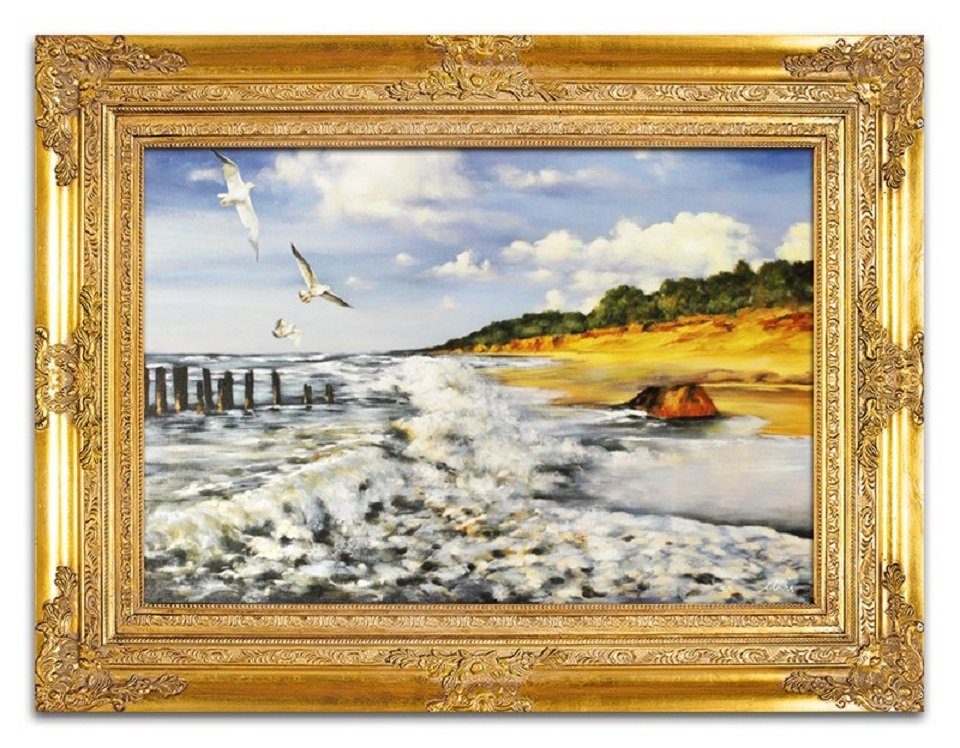 Meer Bild JVmoebel Gemälde Gemälde Rahmen Stillleben Sand G95206 Ölgemälde Ölbild Sofort,