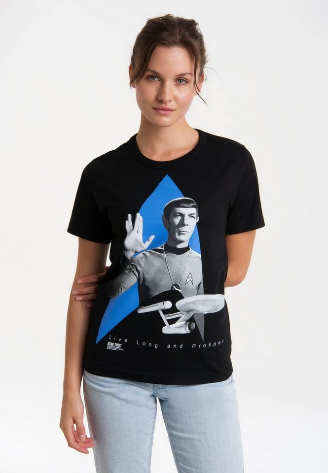 LOGOSHIRT T-Shirt Star Trek - Spock, Logo, USS Enterprise mit lizenziertem  Print