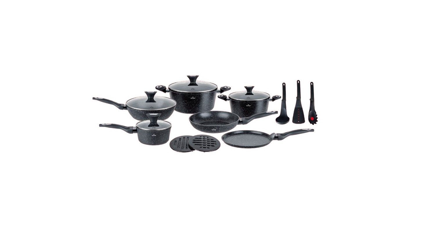 Zilner Topf-Set Topfset, Schwarze ideale des Topfsets. Geschenkidee) INDUKTION, Design (15-tlg., und Kasserolle Eine Pfanne Töpfe, Aluminium, Zeitloses Keramik