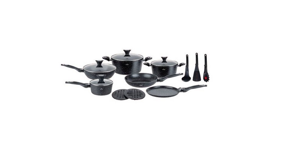 Zilner Topf-Set Topfset, Schwarze Töpfe, Pfanne und Kasserolle INDUKTION,  Aluminium, Keramik (15-tlg., Zeitloses Design des Topfsets. Eine ideale  Geschenkidee)