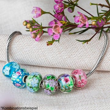 Materia Bead Murano Glas Blumen / Sommer 1433, Hülse aus 925 Silber