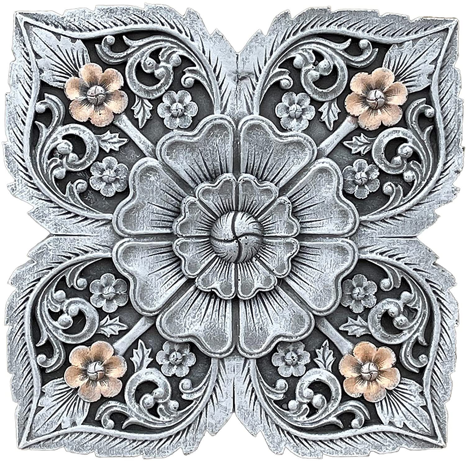 Neueste Produkte 2024 Stone and Style Gartenfigur Wandrelief Blüte Mandala