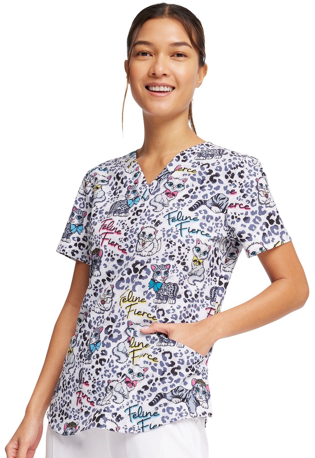 Cherokee Funktionsbluse Bunt bedruckter Damen Kasack "Niedliche Katzen" Kasack mit Motiv