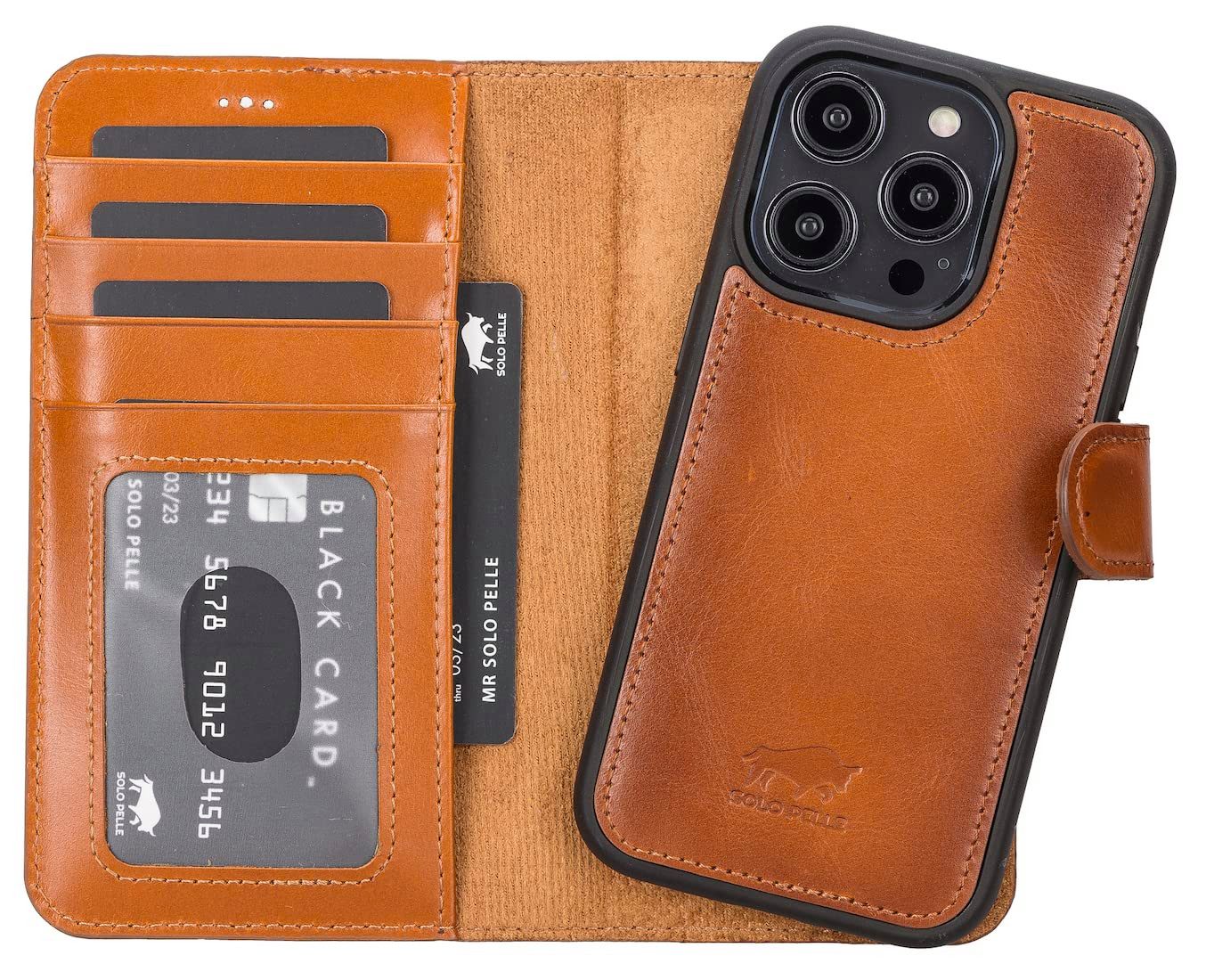 Solo Pelle Smartphonetasche Lederhülle für iPhone 14 Pro 6.1 Zoll inkl. Kartenfächer