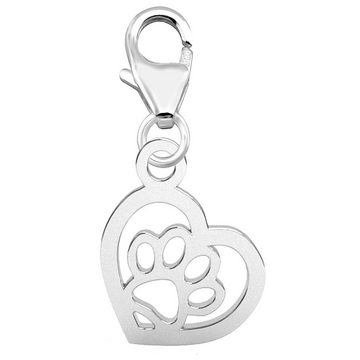 Limana Charm Herz echt 925 Sterling Silber Karabiner Anhänger Pfote für Armband Kette (inkl. Geschenkdose), Armbandanhänger Kettenanhänger Geschenk-Idee