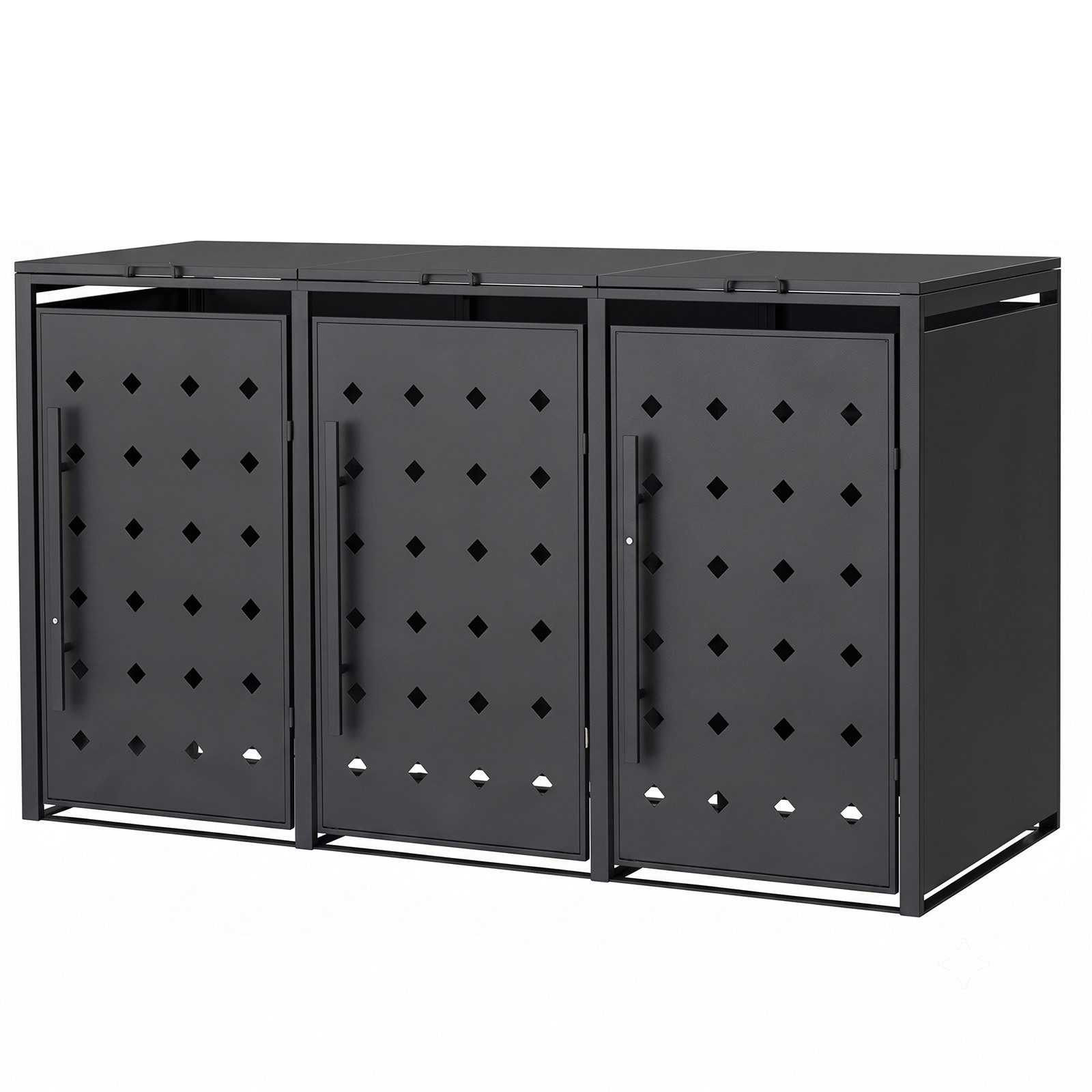 RAMROXX Mülltonnenbox 3er Mülltonnenbox Metall anthrazit 196x80x116 cm Style 4
