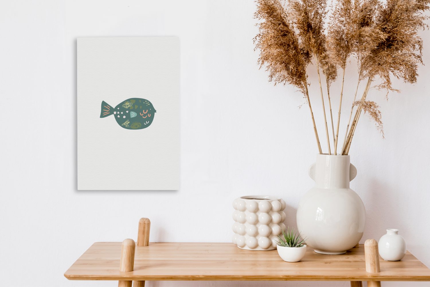 - St), cm Leinwandbild - bespannt Pastell 20x30 Gemälde, inkl. Leinwandbild Fisch, OneMillionCanvasses® fertig Zackenaufhänger, (1 Grün