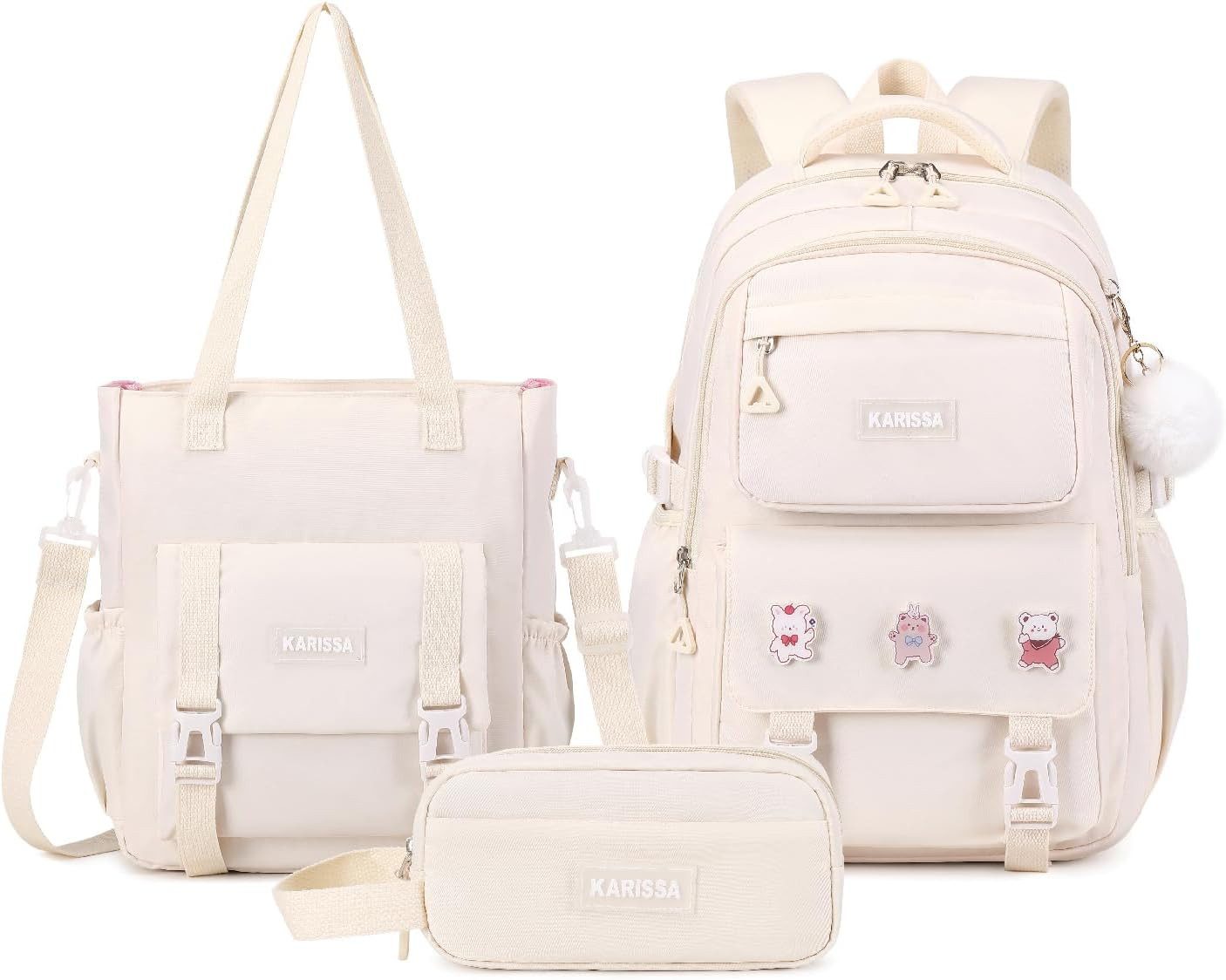 home trends Schulrucksack Mädchenrucksack 3-teilig mit Federmäppchen (Set, 3-tlg., Leichter Schulrucksack mit diebstahlsicherer Rückentasche), Wasserabweisendes Rucksack Set für die Grundschule