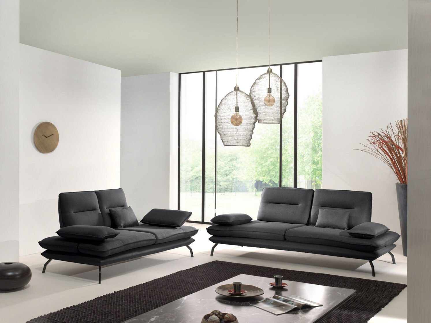 Möbeldreams Sofa Sofa-Set Figo / Verstellbare Arm und Rückenlehne Anthrazit