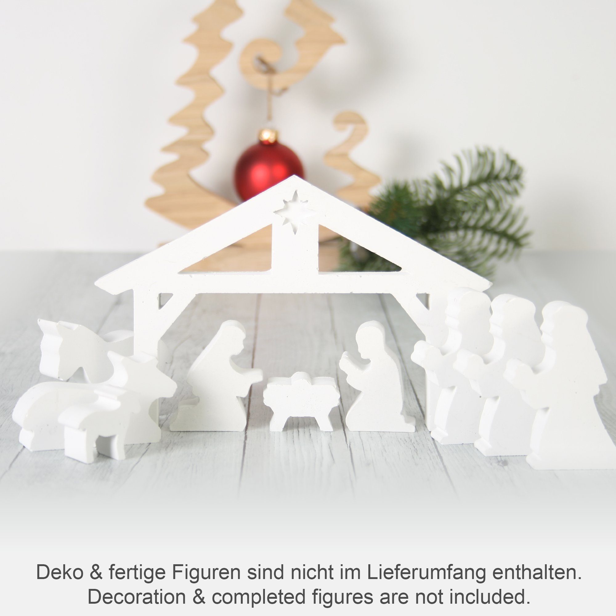 Kreative Feder Silikonform „Weihnachtskrippe“ aus hochwertigem Deutschland Silikon ..., aus Beton, zum Silikon Basteln mit aus hochwertigem