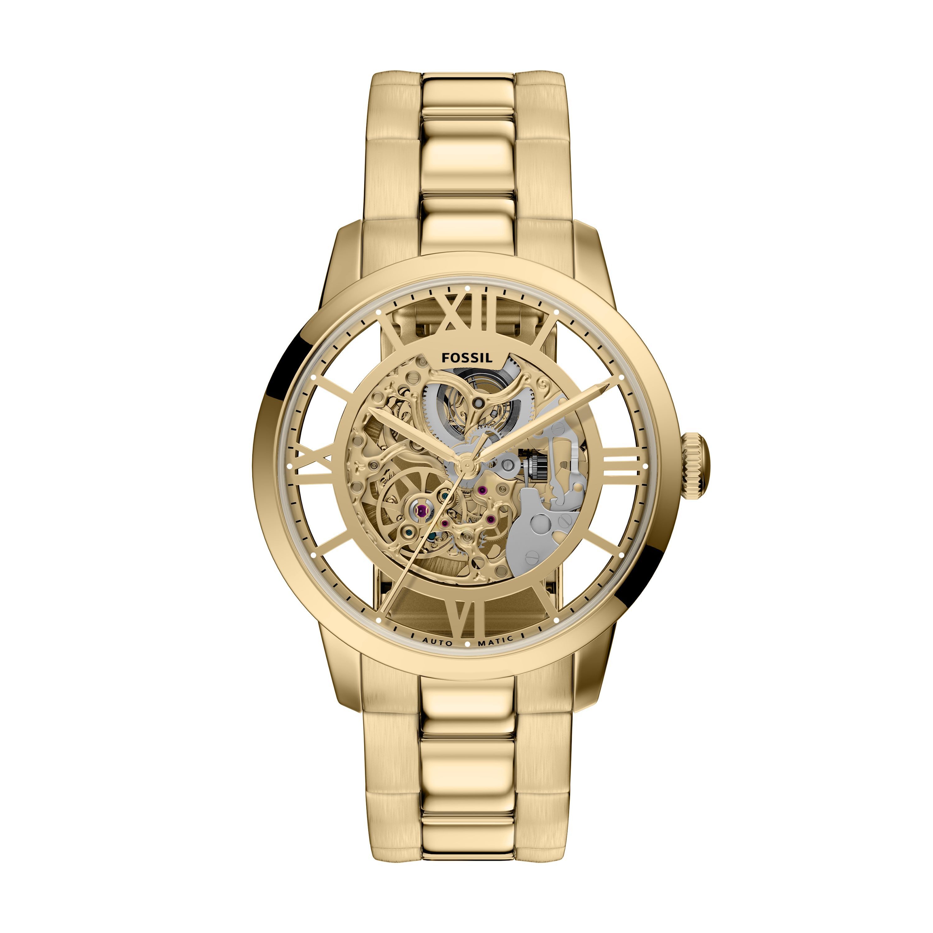 Fossil Automatikuhr Townsman ME3280, Armbanduhr, Herrenuhr, Mechanische Uhr, Edelstahlarmband, analog