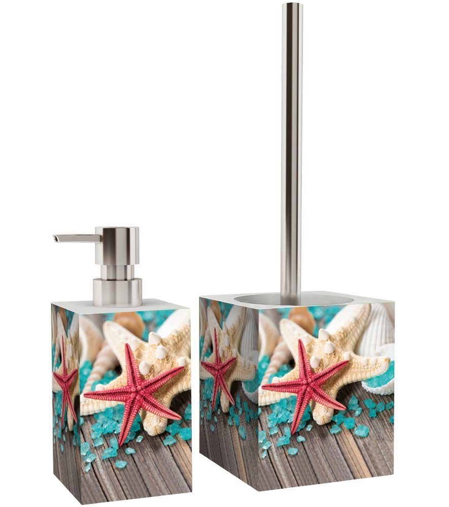 Sanilo Badaccessoire-Set Bath Salts, WC-Bürste und Дозаторы мыла, 2 tlg., 2-tlg., auswechselbarer Bürstenkopf, stabile Pumpe, hochwertig & modern