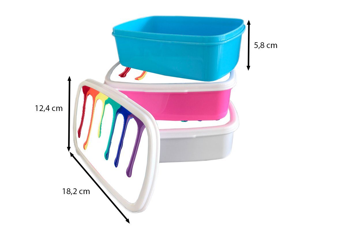 Kinder für Tropfen und Jungs Mädchen der MuchoWow Regenbogenfarbe, Brotbox weiß Brotdose, Lunchbox für Erwachsene, Kunststoff, (2-tlg), und