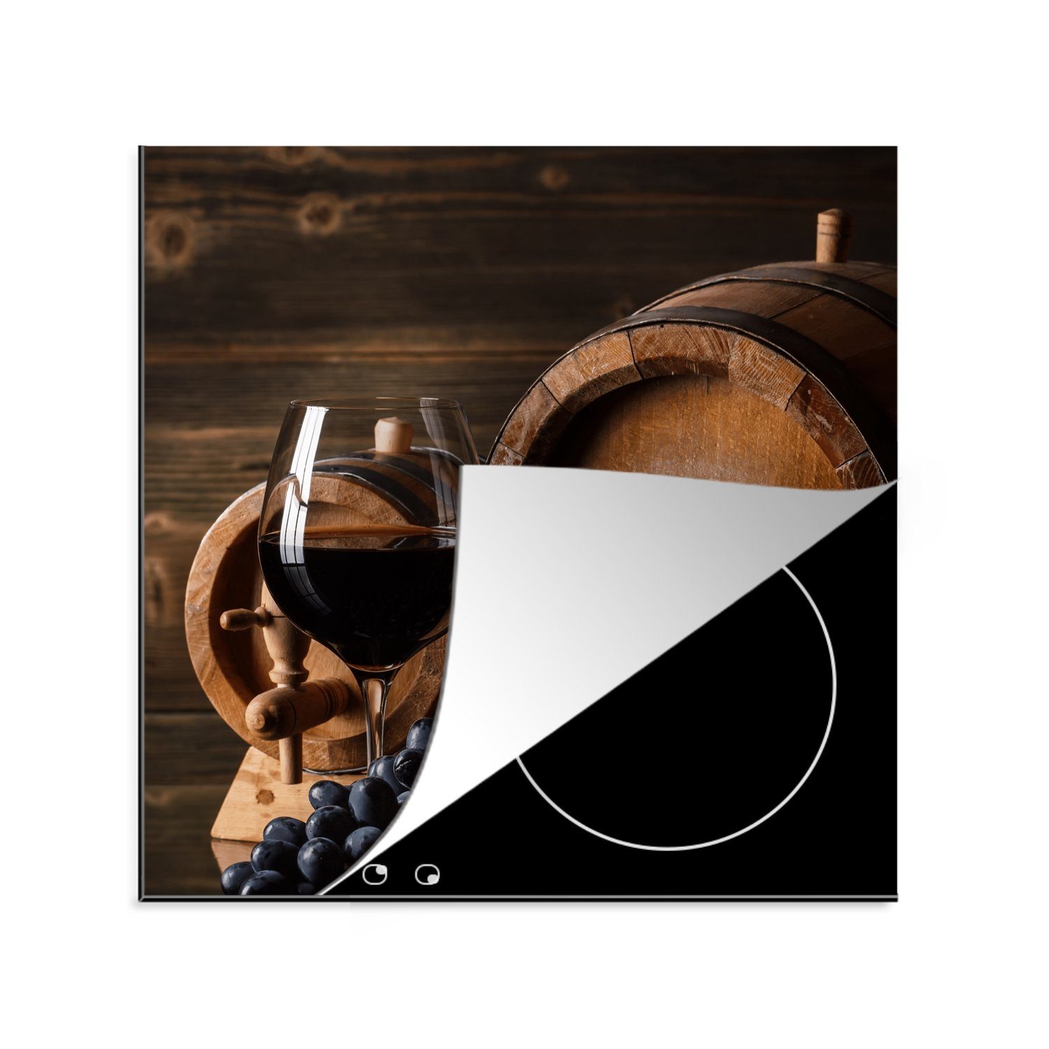 MuchoWow Herdblende-/Abdeckplatte Induktionsschutz - Wein - Induktionsmatte - Weinglas, Vinyl, (1 tlg), 78x78 cm, Ceranfeldabdeckung, Arbeitsplatte für küche