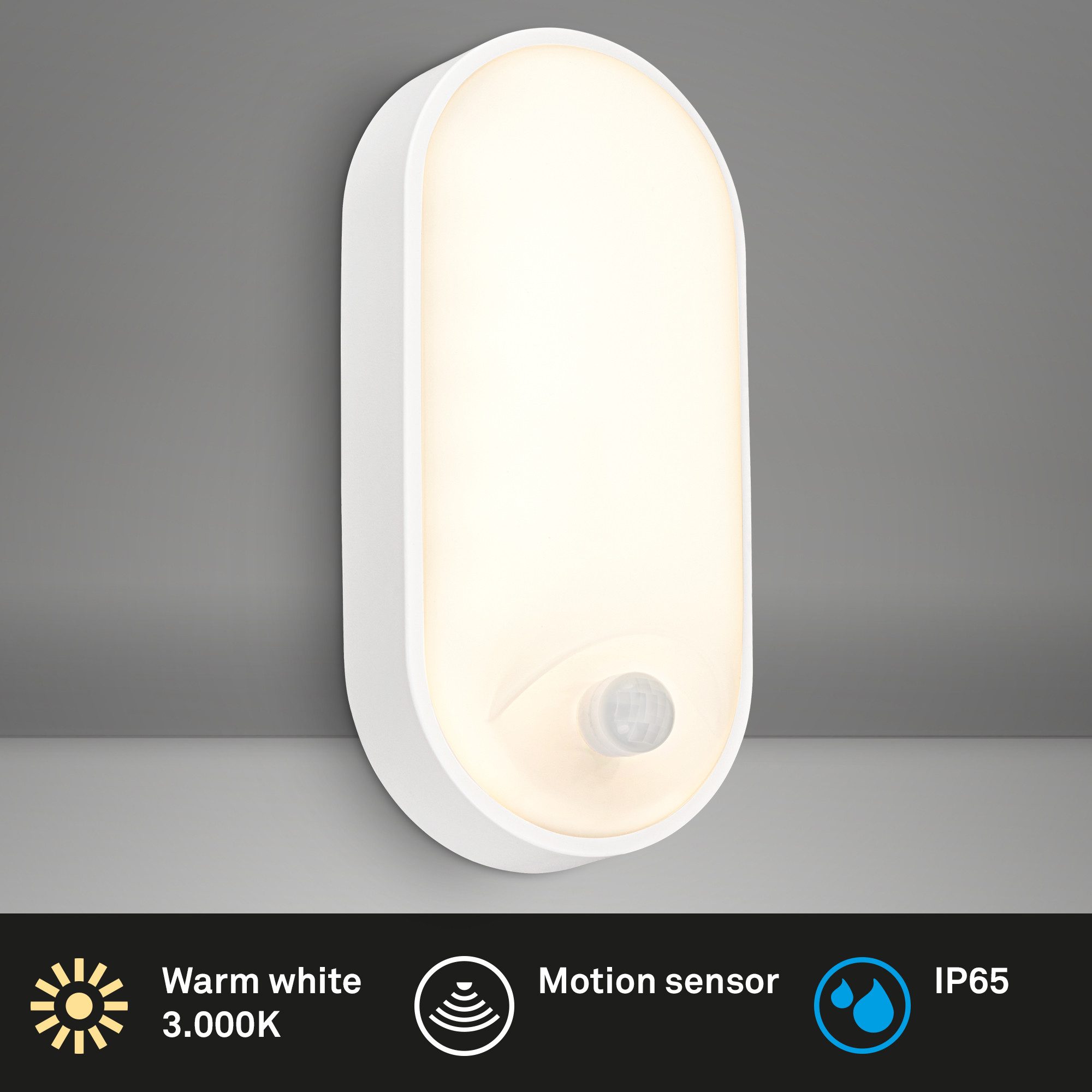 Briloner Leuchten Wandleuchte LED Wandlamüe Extra-Warmweiß Aussen Hauswand Eingang Terasse, LED fest integriert, LED wechselbar, 2700K - Extra - Warmweiß, LED Wandlampe 22x10,5x6 cm Weiß 12W Aussen Hauswand Eingang Terrasse