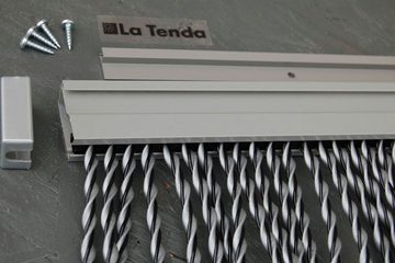 La Tenda Insektenschutz-Vorhang La Tenda RIVA 3 Streifenvorhang silber, 90 x 210 cm, PVC - Länge und Breite individuell kürzbar