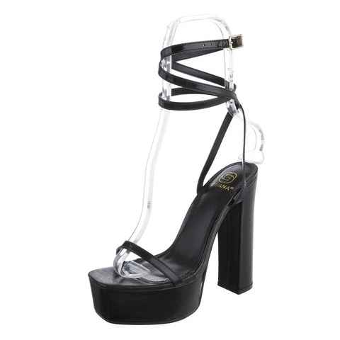 Ital-Design Damen Abendschuhe Party & Clubwear High-Heel-Sandalette Blockabsatz Sandalen & Sandaletten in Schwarz