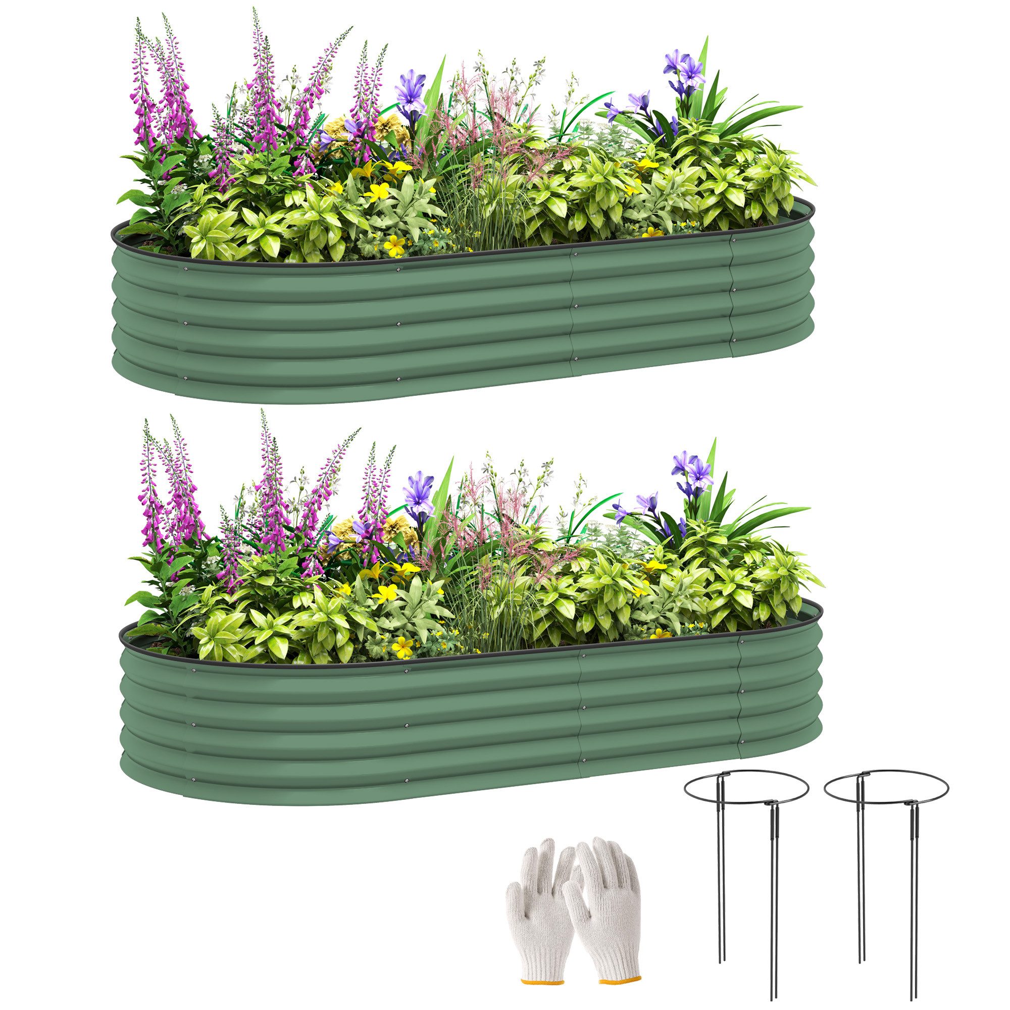Outsunny Hochbeet 2er-Set, aus Stahl (Pflanzkasten, 2 St., Gemüsebeet), 181 günstig online kaufen