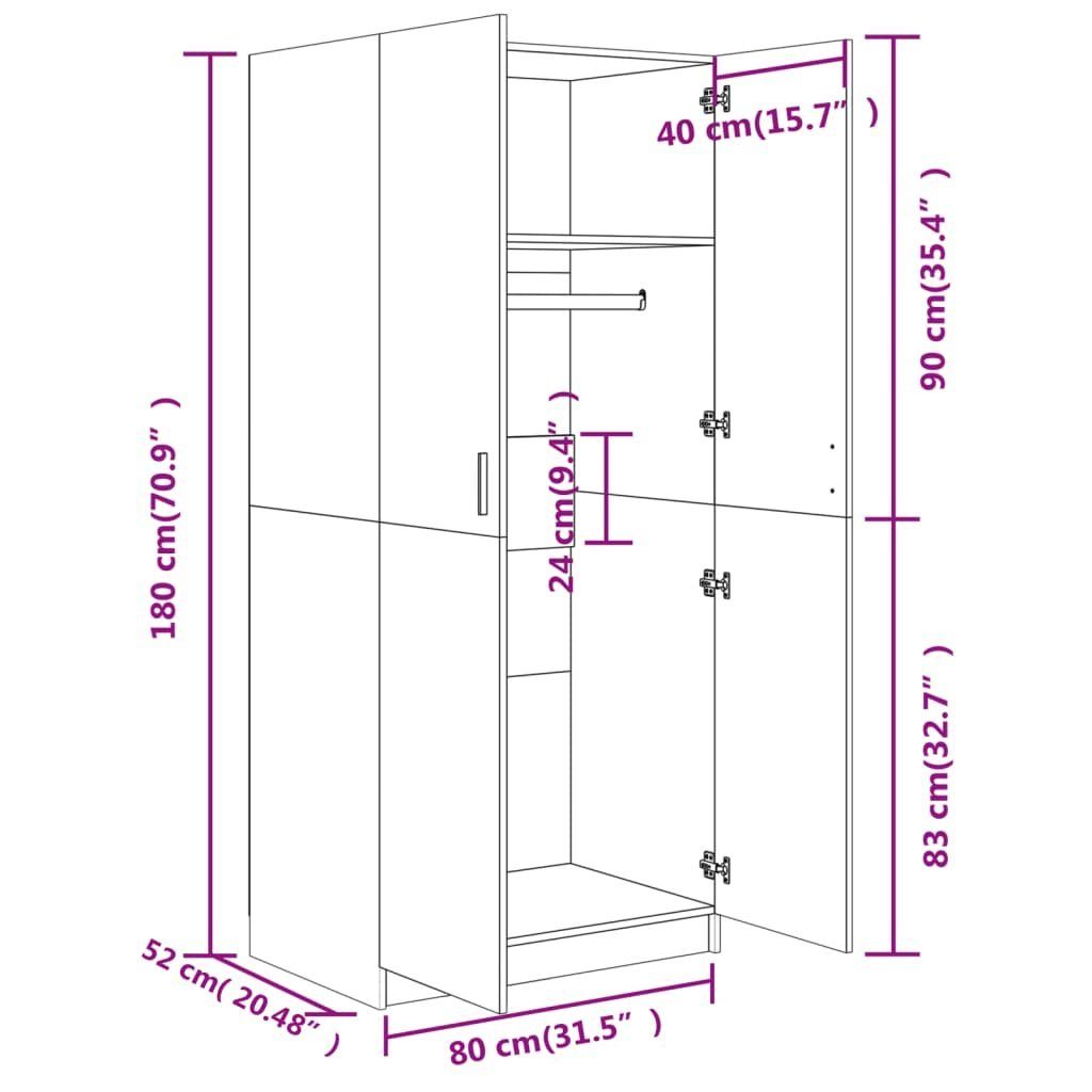 Kleiderschrank Kleiderschrank (1-St) Holzwerkstoff Betongrau vidaXL cm 80x52x180
